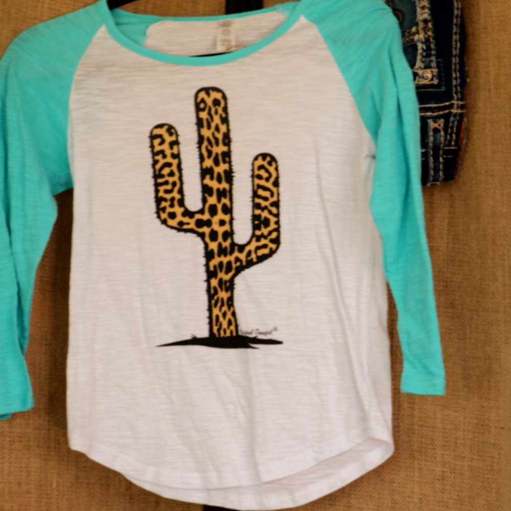 Leopard Cactus Baseball T-Shirt